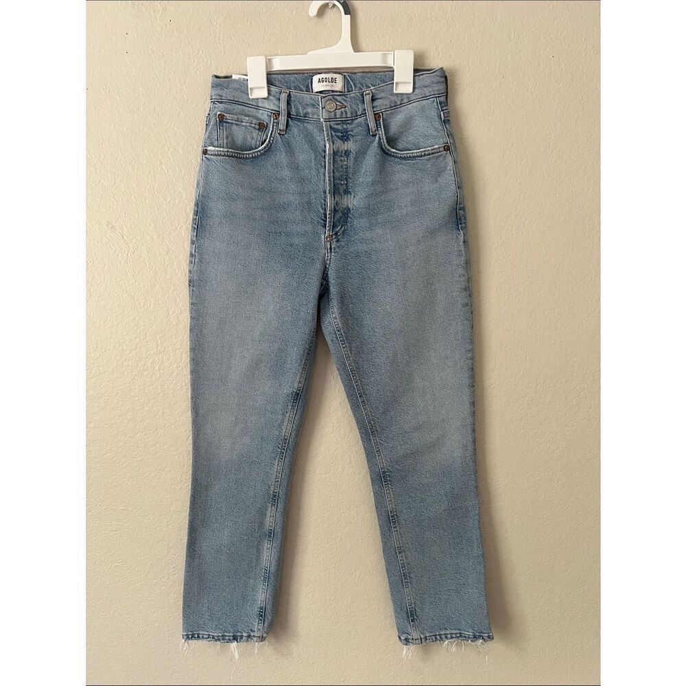 Like New! AGOLDE Riley Cropped Slim Straight Jeans Organic Cotton Blend in 27